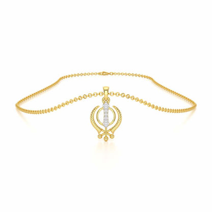 Khalsa Pure Silver Pendant - Yellow Gold - Image 3