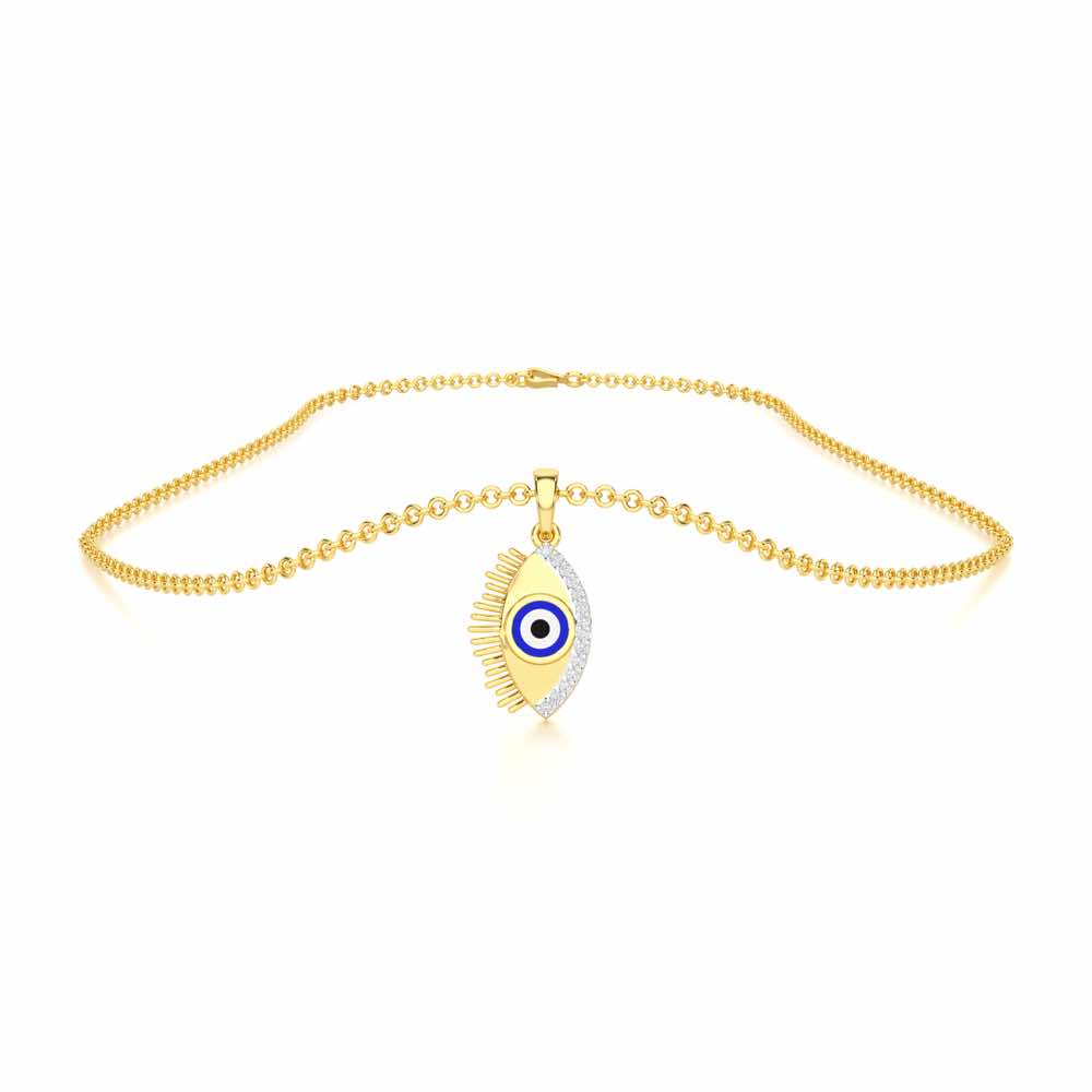 Blue Eye Silver Pendant - Yellow Gold - Image 3