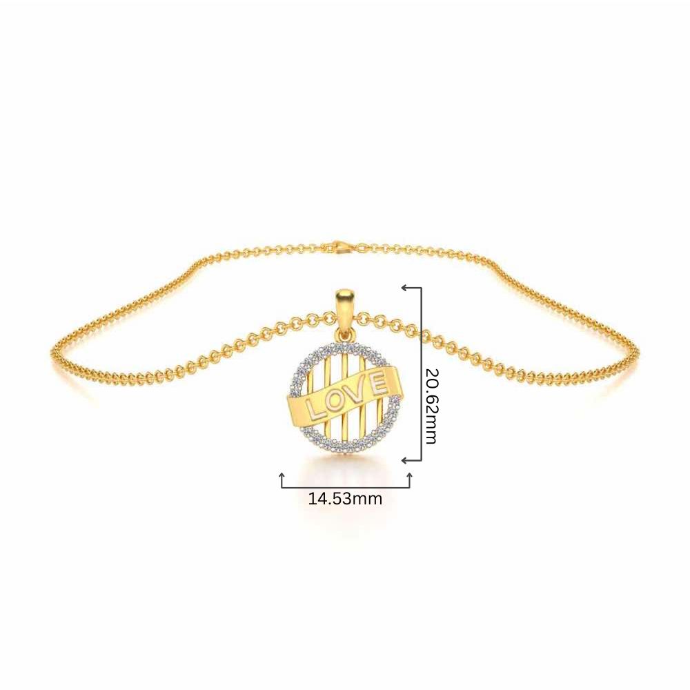 Love Banner Silver Pendant - Yellow Gold - Image 4