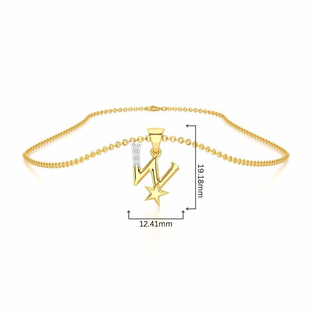 W-Glint Silver Pendant - Yellow Gold - Image 4