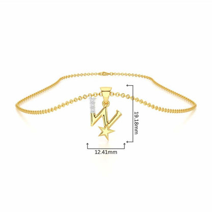 W-Glint Silver Pendant - Yellow Gold - Image 4