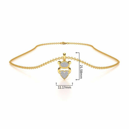 Teddy Heart Silver Pendant - Yellow Gold - Image 4
