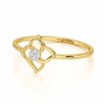 Solo Bloom Silver Ring - Yellow Gold - Image 3