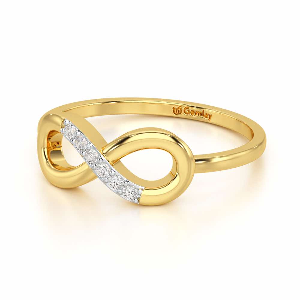 Glint of Infinity Silver Ring - Yellow Gold - Image 3
