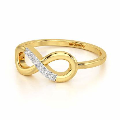 Glint of Infinity Silver Ring - Yellow Gold - Image 3