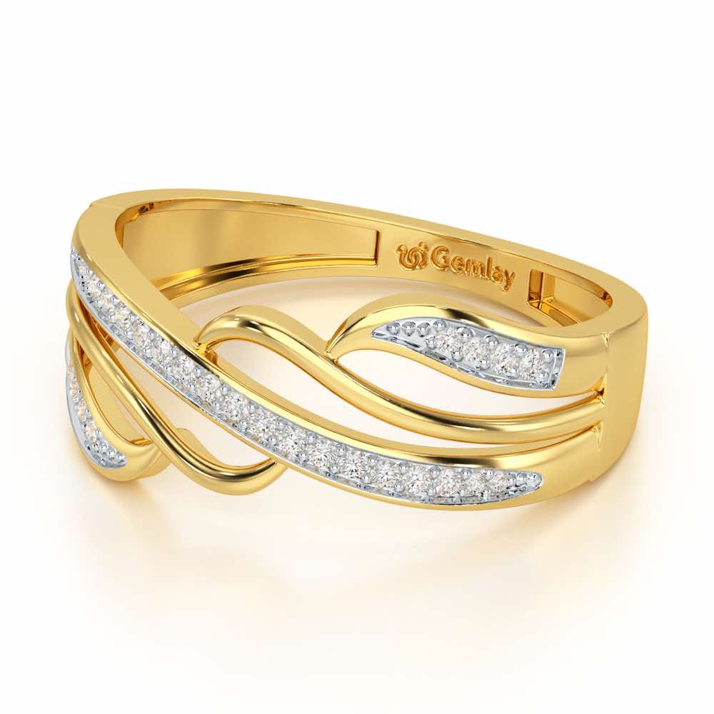 Luminis Wave Silver Ring - Yellow Gold - Image 3