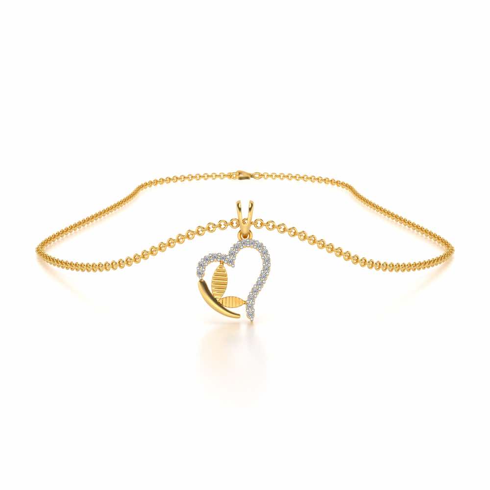 Butterfly Heart Silver Pendant - Yellow Gold - Image 3