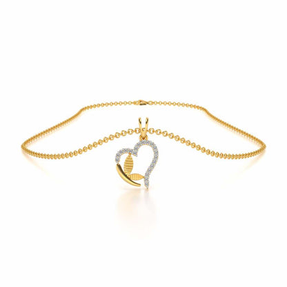 Butterfly Heart Silver Pendant - Yellow Gold - Image 3