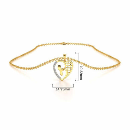 Locked Heart Silver Pendant - Yellow Gold - Image 4