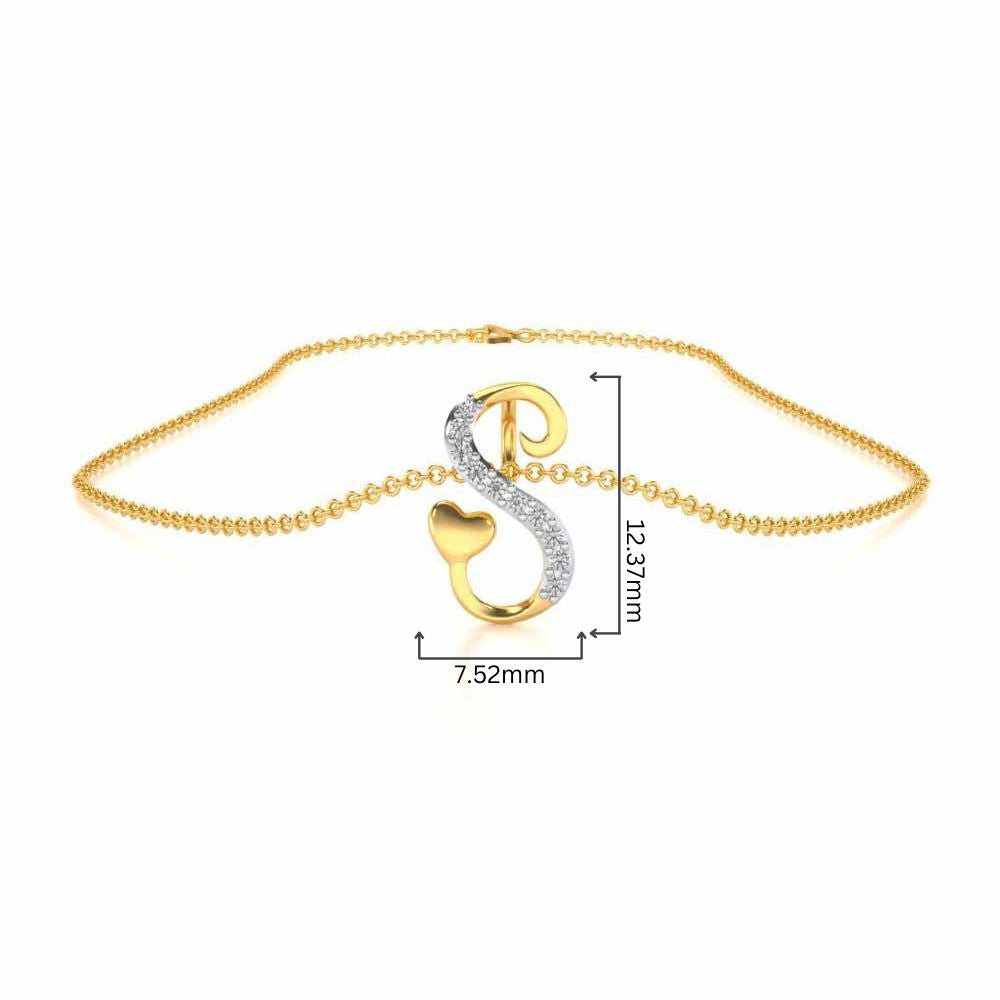 Lovely S Silver Pendant - Yellow Gold - Image 4
