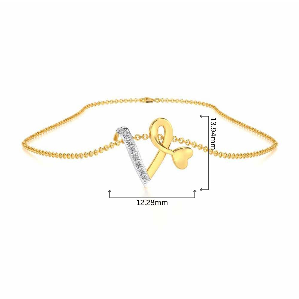 Lovely V Silver Pendant - Yellow Gold - Image 4
