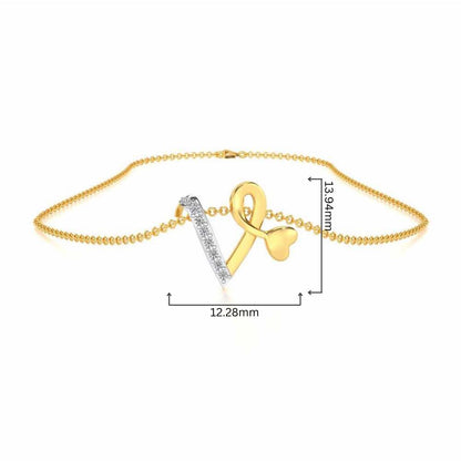 Lovely V Silver Pendant - Yellow Gold - Image 4