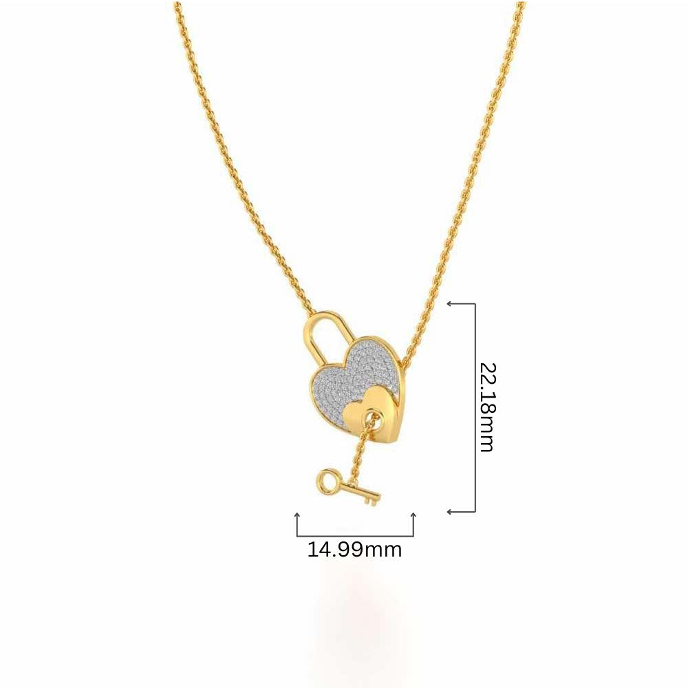 Heart n Key Silver Pendant - Yellow Gold - Image 4