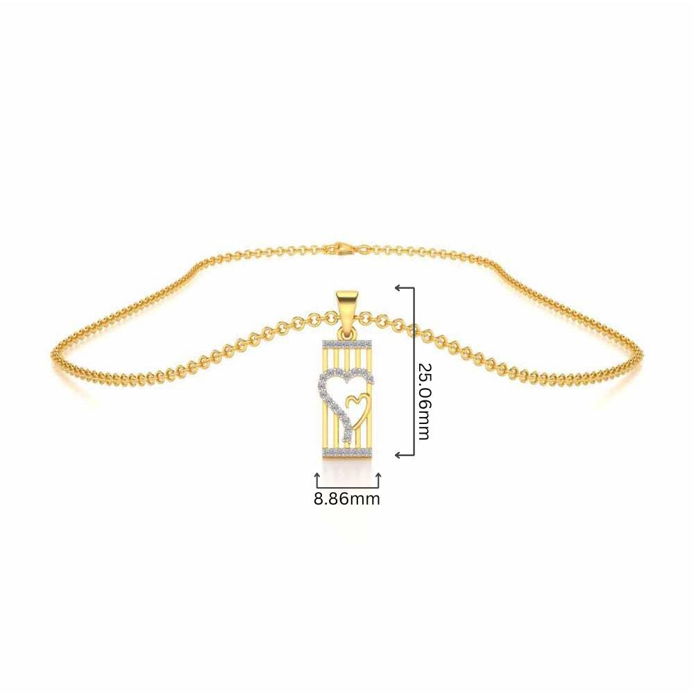 Interloacked Heart Silver Pendant - Yellow Gold - Image 4