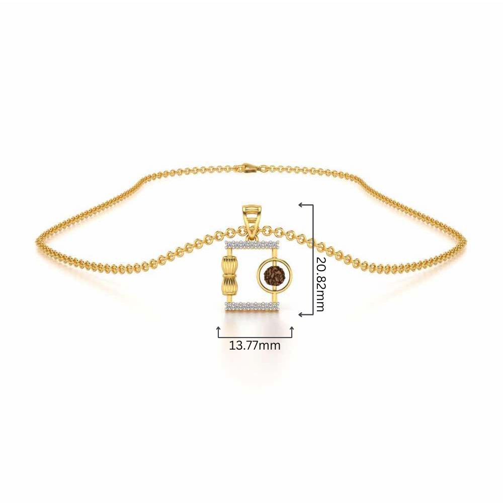 Rudraksh Silver Pendant - Yellow Gold - Image 4