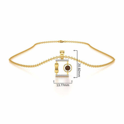 Rudraksh Silver Pendant - Yellow Gold - Image 4