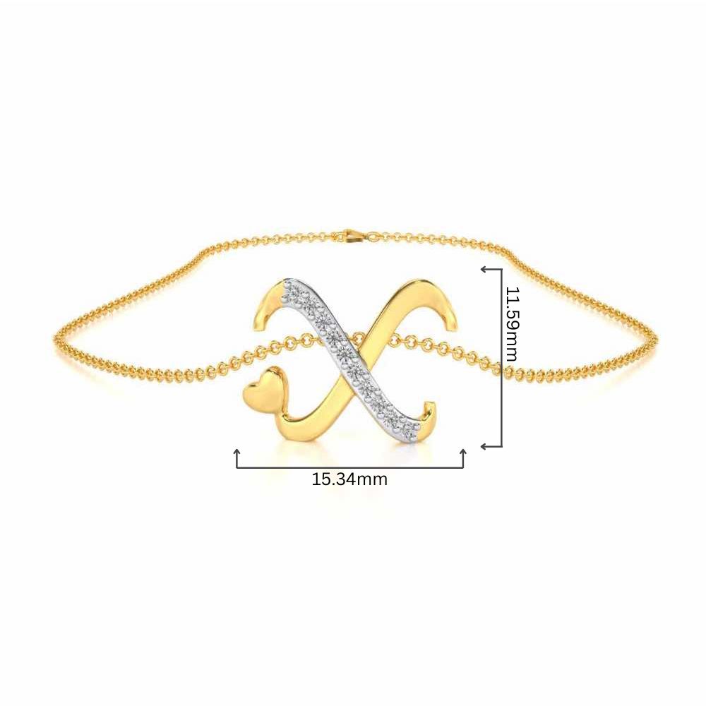Lovely X Silver Pendant - Yellow Gold - Image 4