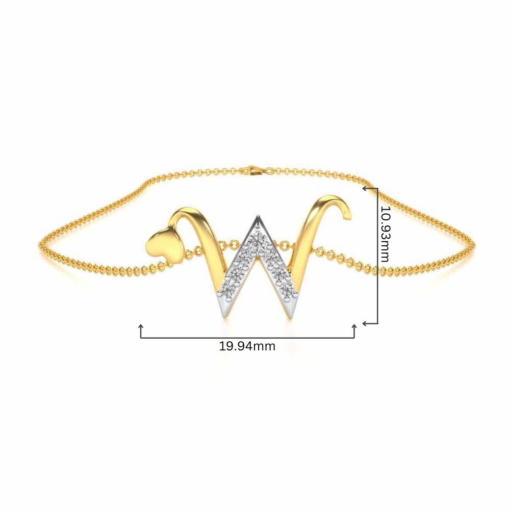 Lovely W Silver Pendant - Yellow Gold - Image 4