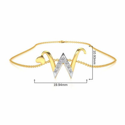 Lovely W Silver Pendant - Yellow Gold - Image 4