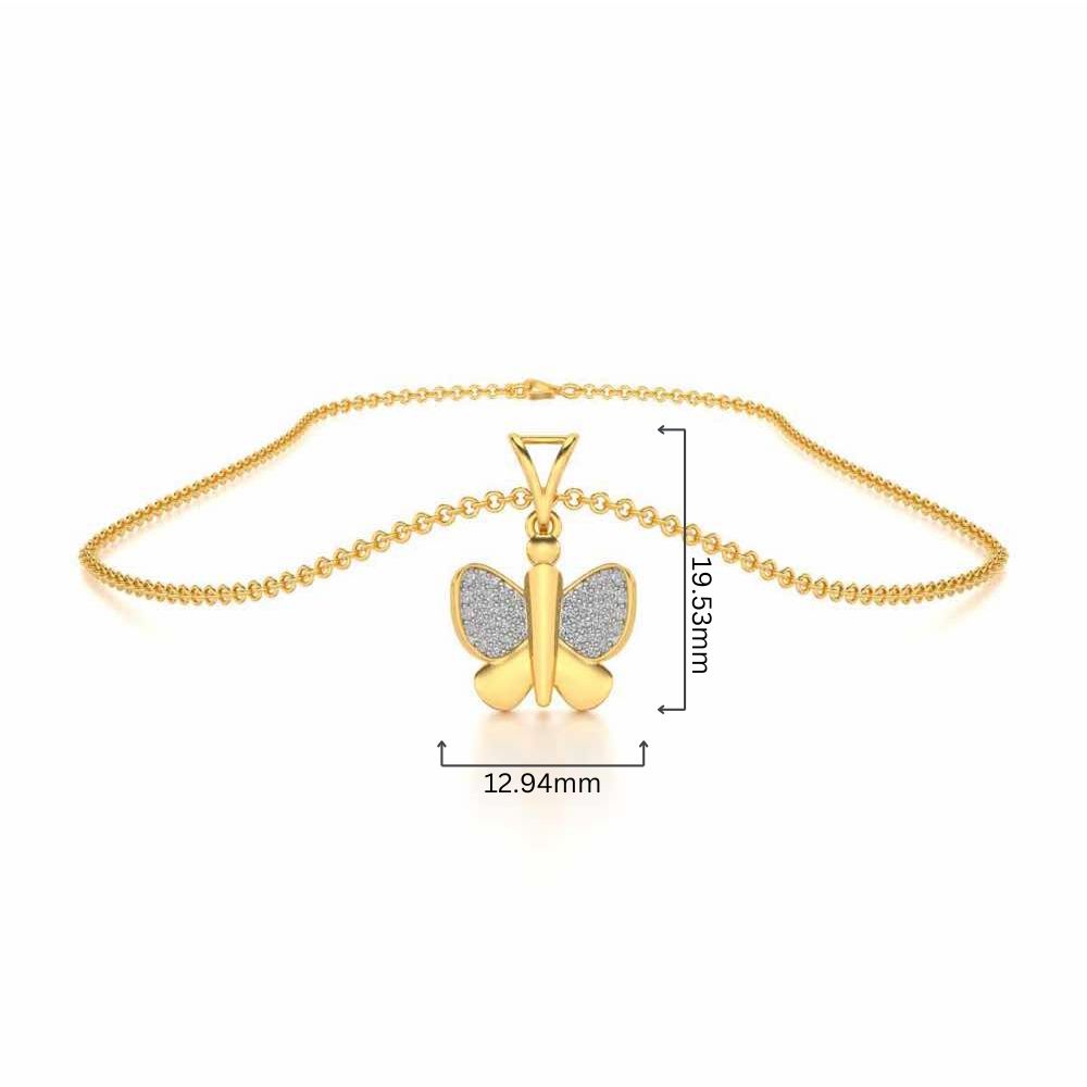 Butterfly Silver Pendant - Yellow Gold - Image 4