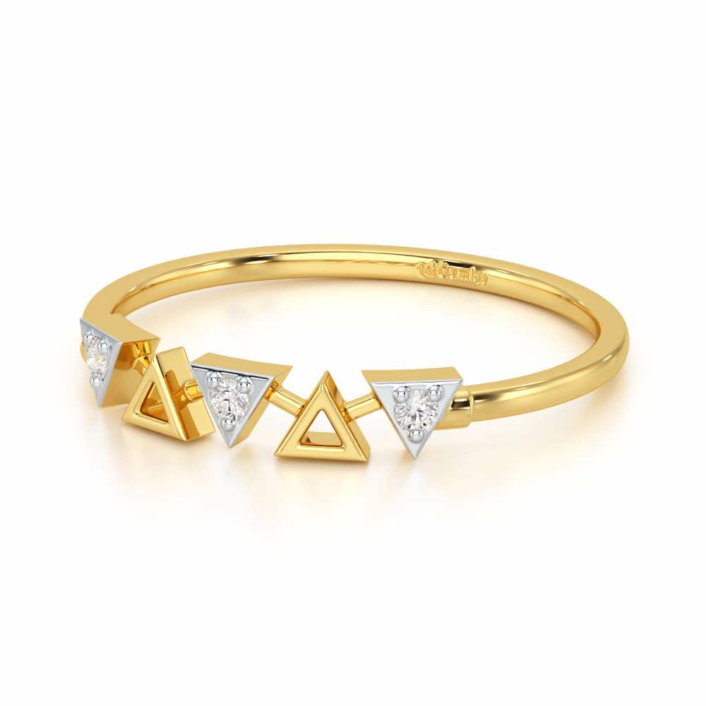 Triangle Meet Silver Ring - Yellow Gold - Image 3