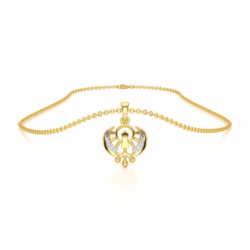 Khalsa Divine Silver Pendant - Yellow Gold - Image 3