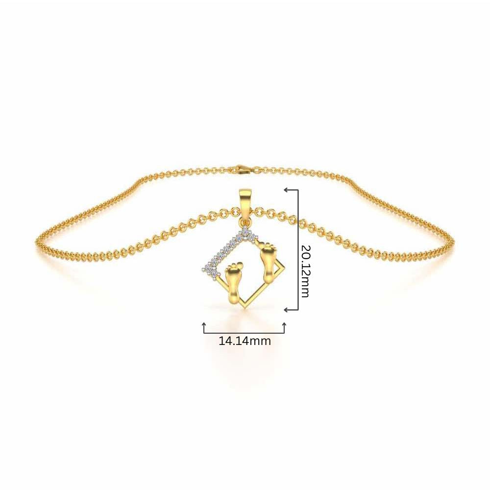 Framed Feet Silver Pendant - Yellow Gold - Image 4