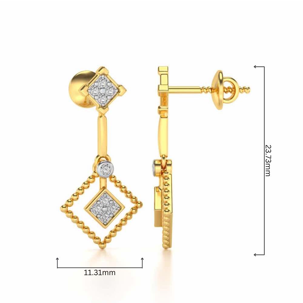 Lotus Heart Drops Earrings - Yellow Gold - Image 4