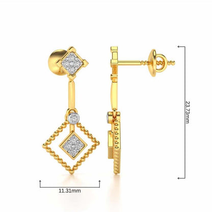Lotus Heart Drops Earrings - Yellow Gold - Image 4