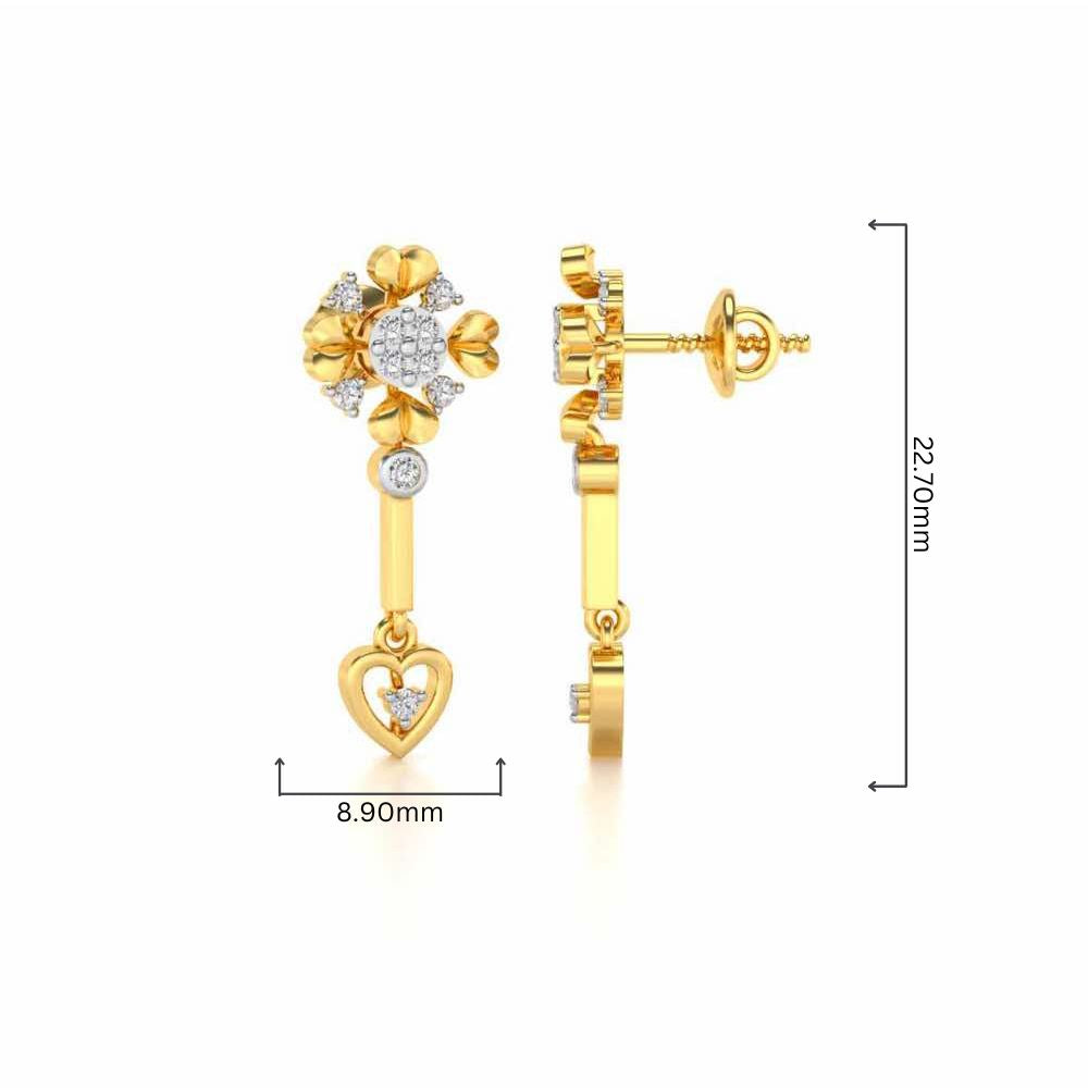 Slew Heart Drops Earrings - Yellow Gold - Image 4