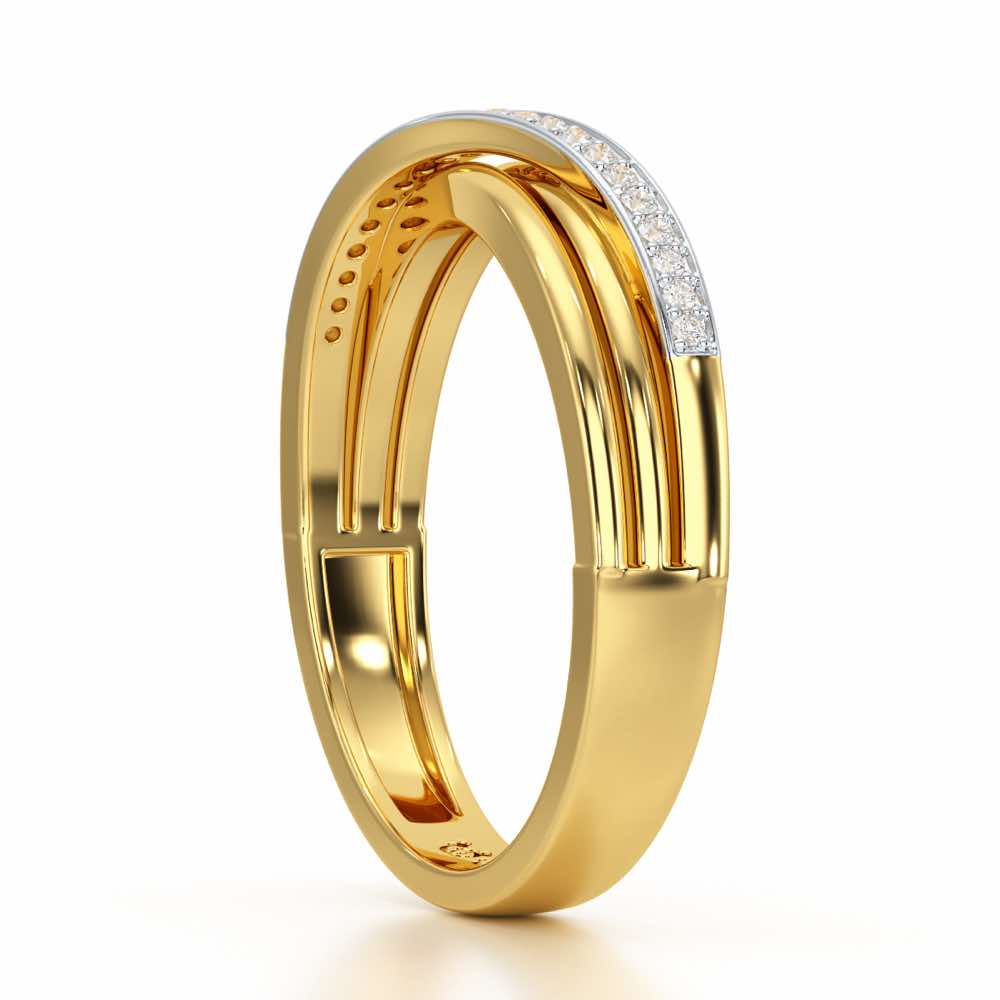 Three Crossing Silver Ring - Yellow Gold - Image 4