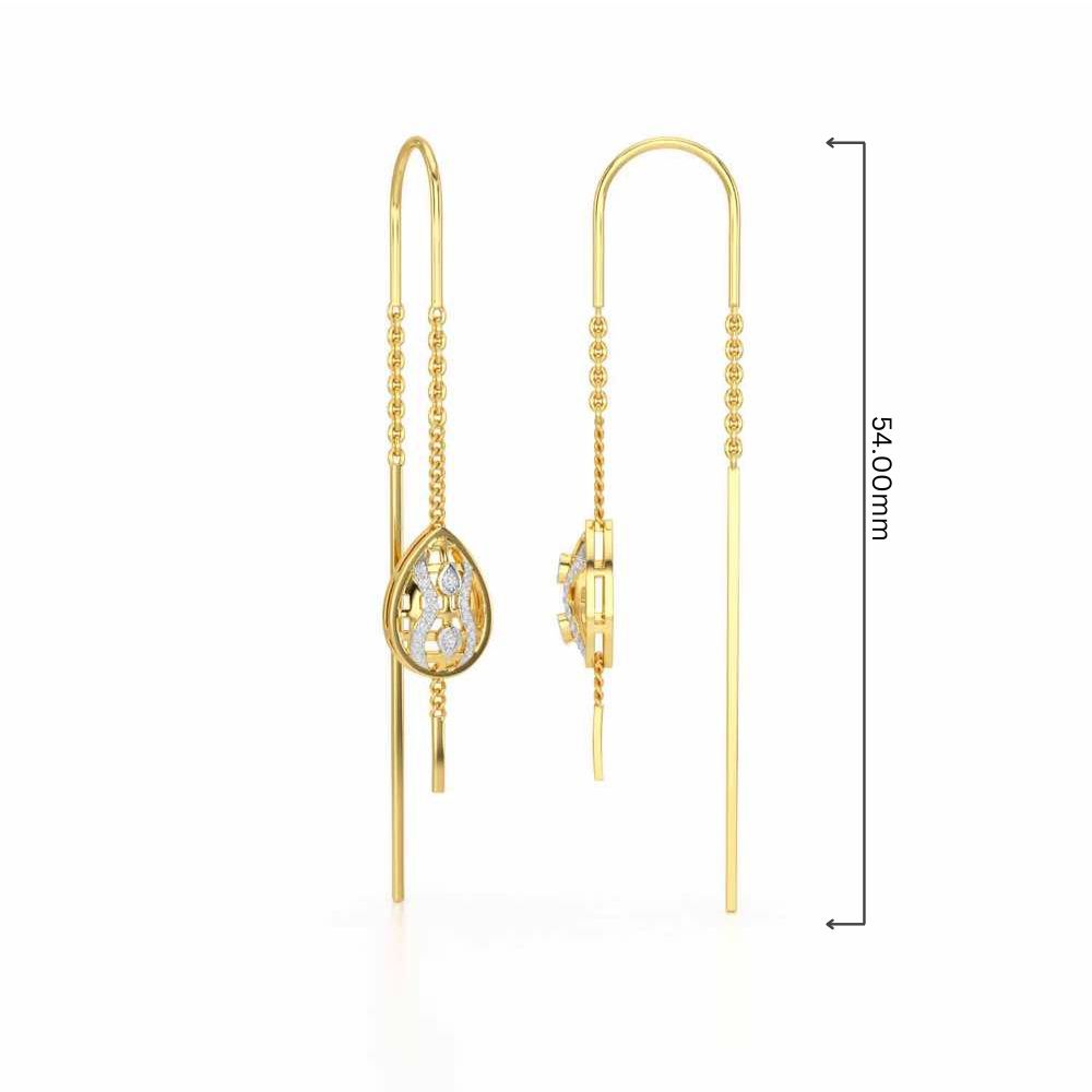 Mehram Silver Dangler Earrings - Yellow Gold - Image 4