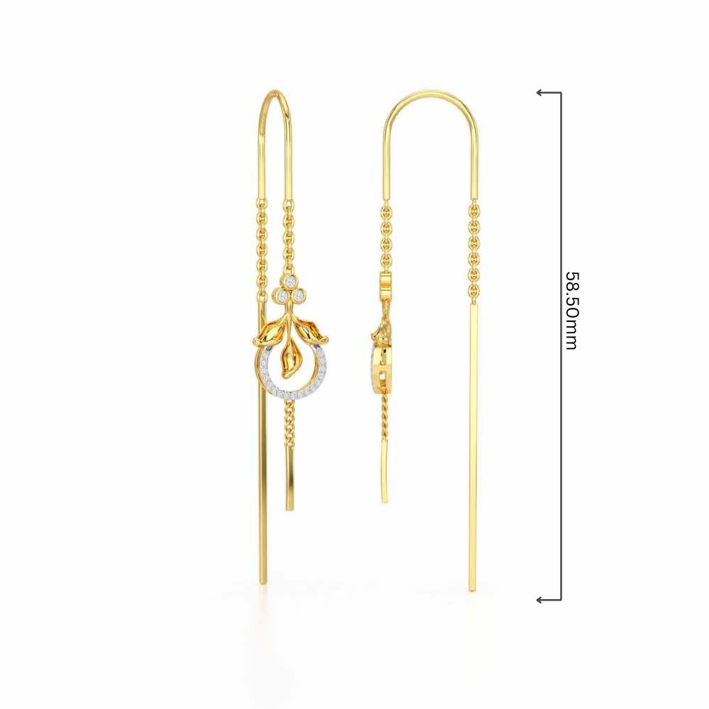 Jannat Silver Dangler Earrings - Yellow Gold - Image 4