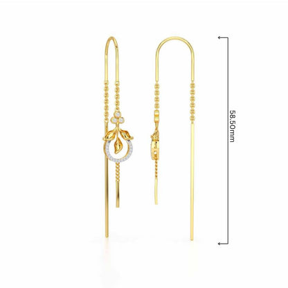 Jannat Silver Dangler Earrings - Yellow Gold - Image 4