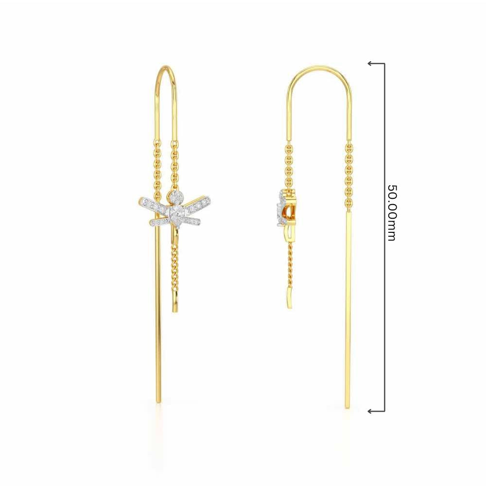 Dragonfly Silver Dangler Earrings - Yellow Gold - Image 4