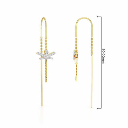 Dragonfly Silver Dangler Earrings - Yellow Gold - Image 4