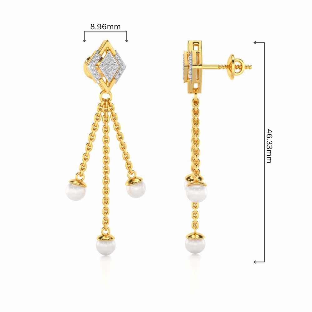 Squary Silver Dangler Earrings - Yellow Gold - Image 4