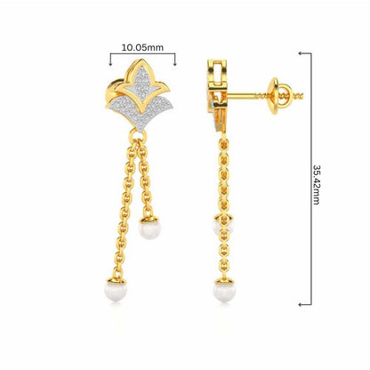 Plant Silver Dangler Earrings - Yellow Gold - Image 4