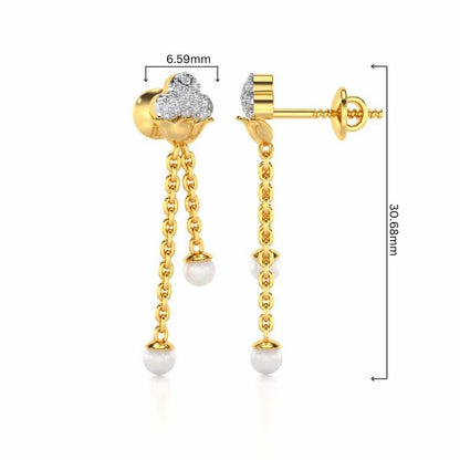Cloud Silver Dangler Earrings - Yellow Gold - Image 4
