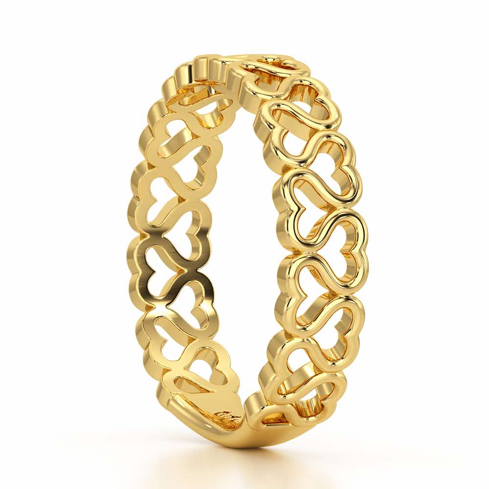 Heart Ziggle Silver Ring - Yellow Gold - Image 4