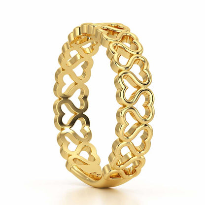 Heart Ziggle Silver Ring - Yellow Gold - Image 4