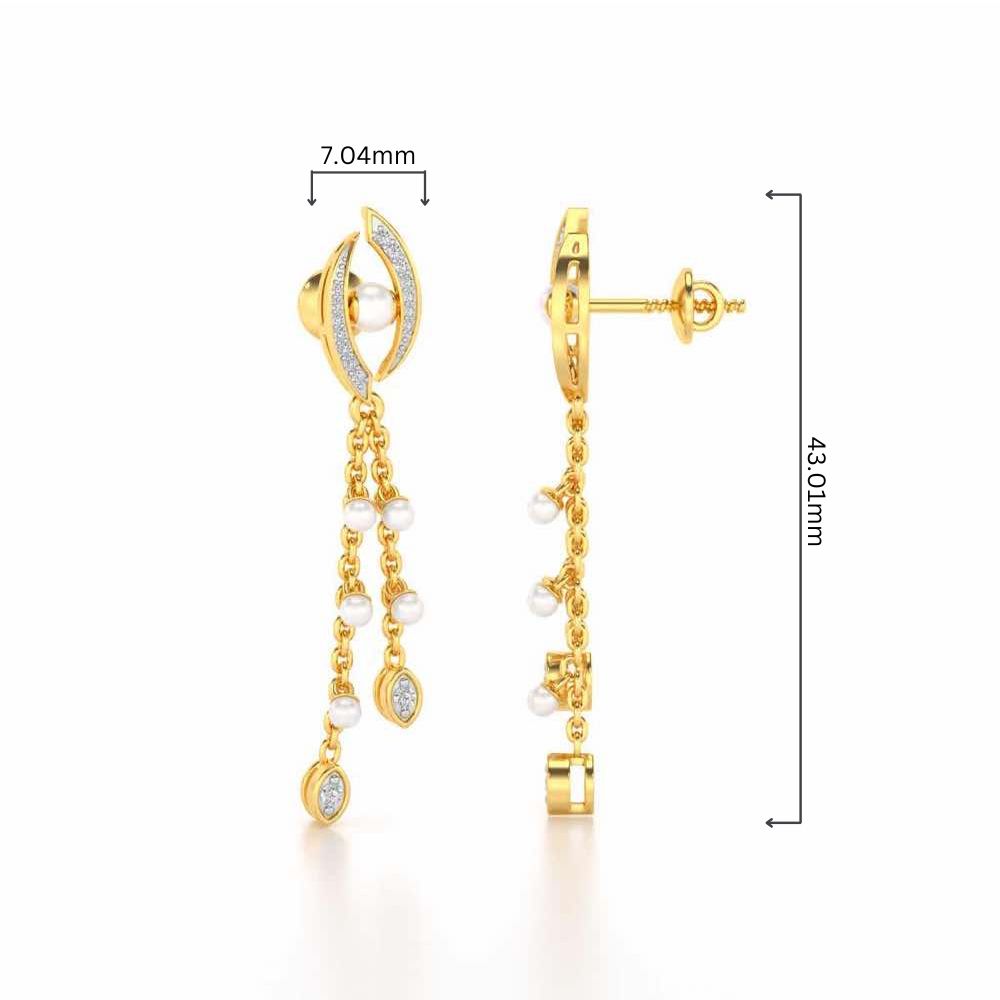 Eye Silver Dangler Earrings - Yellow Gold - Image 4
