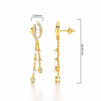 Eye Silver Dangler Earrings - Yellow Gold - Image 4