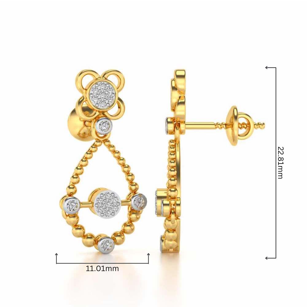 Dazzle Flower Drops Earrings - Yellow Gold - Image 4