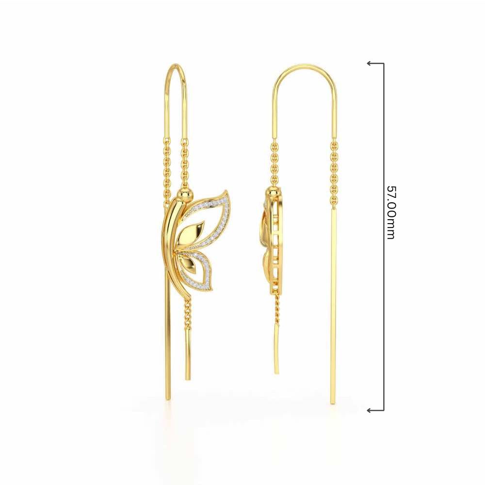 Solo-Fly Silver Dangler Earrings - Yellow Gold - Image 4