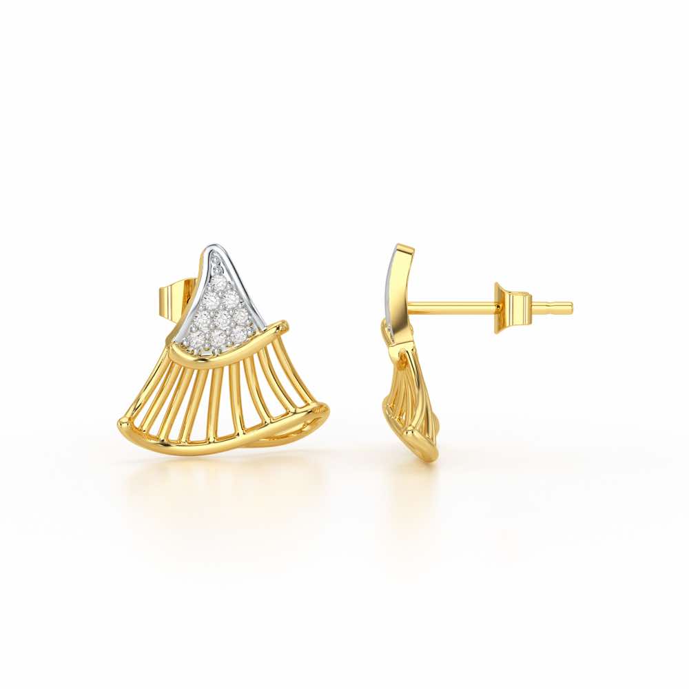 Shiny Skirts Silver Earring Studs - Yellow Gold - Image 4