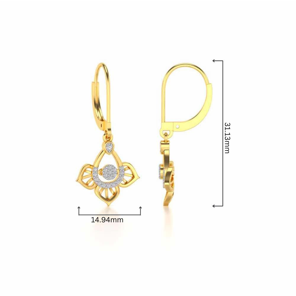 Graceful Floral Drops Earrings - Yellow Gold - Image 4