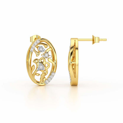 Ornate Glow Silver Earring Studs - Yellow Gold - Image 4