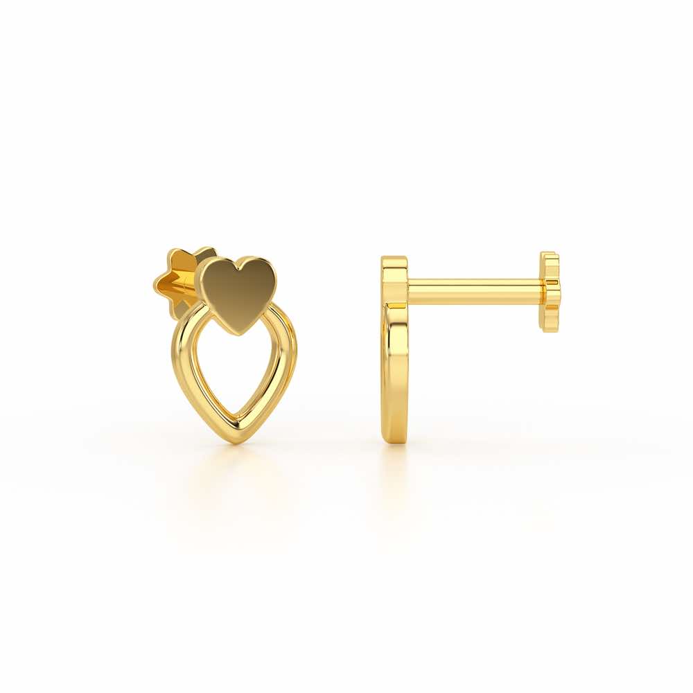 Mini Hearts Silver Earrings - Yellow Gold - Image 4