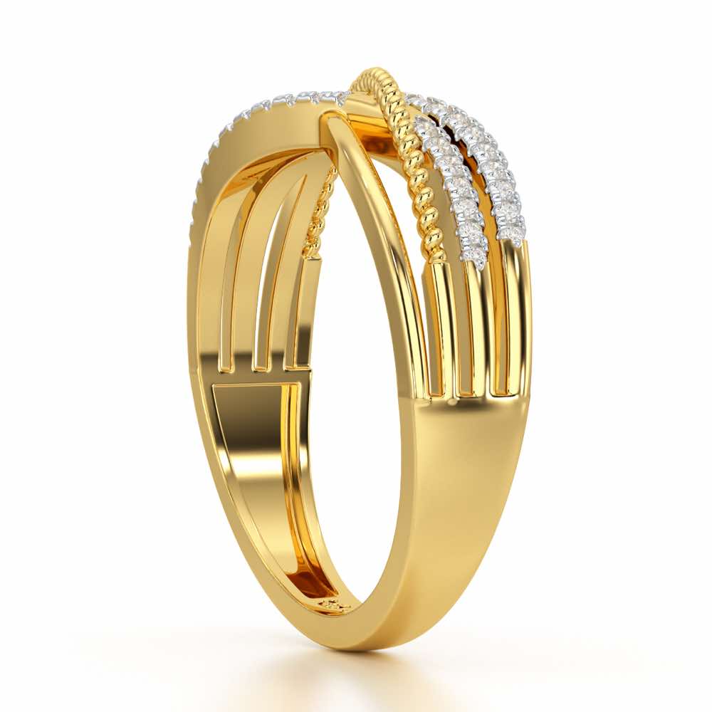 Crssing Wave Silver Ring - Yellow Gold - Image 4